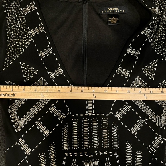 Arden B black beaded low v neck mini dress medium - Picture 9 of 9